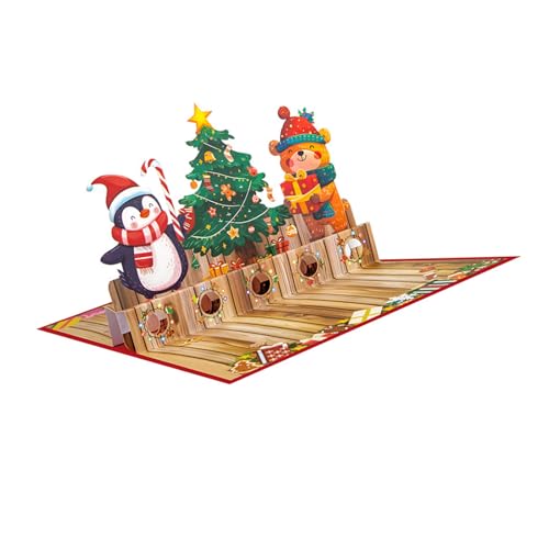 Uqezagpa ポップアップクリスマスカード(封筒付き)冬の風景 3Dクリスマスグリーティングカード ポップアップカードでホリデーの喜びを共有
