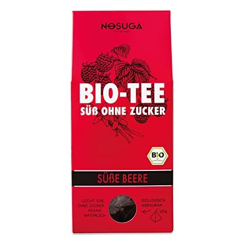 NOSUGA Bio Tee "Süße Beere" im Pyramidenbeutel | 10x10 Beutel | Beerentee mit Apfelstücken, Hibiskus, Erdbeere, Rote Beete und Süßkraut zum heiß aufgießen | Früchtetee vegan Cover