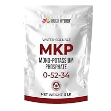 MKP 0-52-34 Mono Potassium Phosphate Hydroponic Grade Water Soluble Fertilizer Bloom Booster Flowering Enhancer Root Builder for Hydroponics Soil Fertigation Vegetables Trees 5 Lb