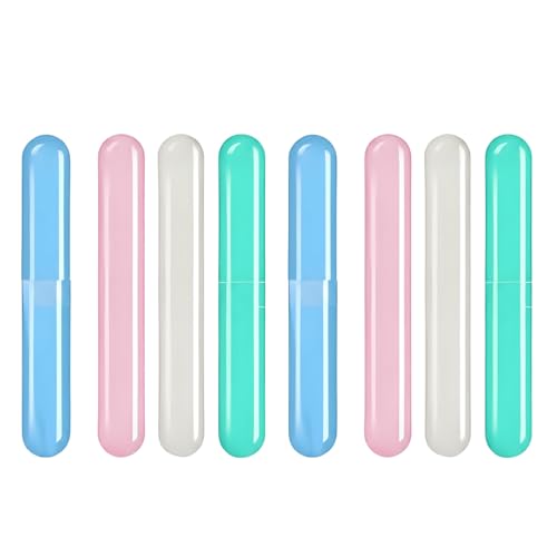 Image of Oblivion Toothbrush Holder - Plastic Anti-Bacterial Travel Protectors for Oral Care - Portable Brush Holder for Bathroom Wall, Trip & Travel - Multicolor Toothbrush Case Box & Cover (Pack of 8)