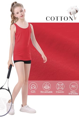 Image of QBK 2T-13Years Girls Tank Tops Cotton Dance Basic Sleeveless Undershirts | Gymnastics Ballet Dancewear