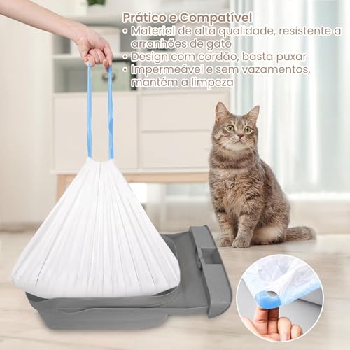 Saco Caixa Automatica Areia Gato Neak~asa M1 Open-Top, Sacos de Lixo de Reposição para Serviço Pesad