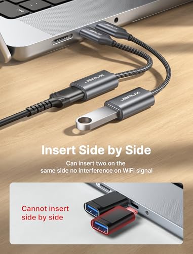 Image of JSAUX USB C to USB 3.0 Adapter [2 Pack], USB C Male to USB Female OTG Cable Adapter Compatible with MacBook Pro /Air, iPhone 17 Pro Max /iPhone Air /17e /16e /16 /15 Series, Samsung Galaxy S25 /S24 /S23