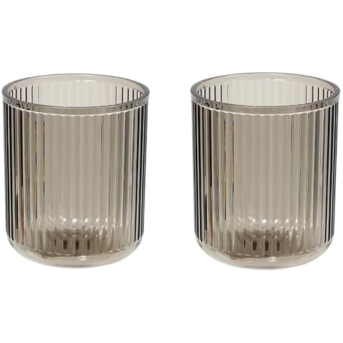 CAWEIN Bathroom Tumbler 2 Pieces ，Unbreakable Toothbrush Cup，Dishwasher Safe Drinking Cup (Gray & Gray) Cover