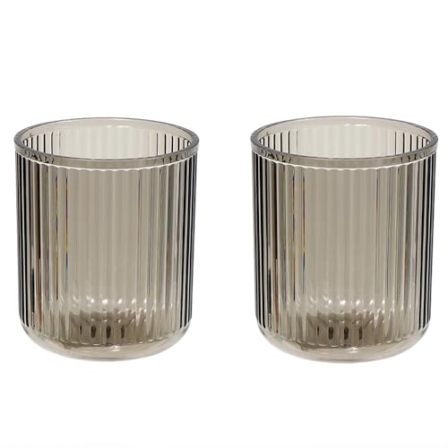 CAWEIN Bathroom Tumbler 2 Pieces ，Unbreakable Toothbrush Cup，Dishwasher Safe Drinking Cup (Gray & Gray)