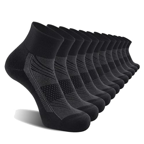 6 packs of men's ankle socks, cushioned running socks, breathable and non-slip (US, Numeric, 11, 13, Regular, Regular, Black Colors-02（6 Pairs/12 Pieces）)