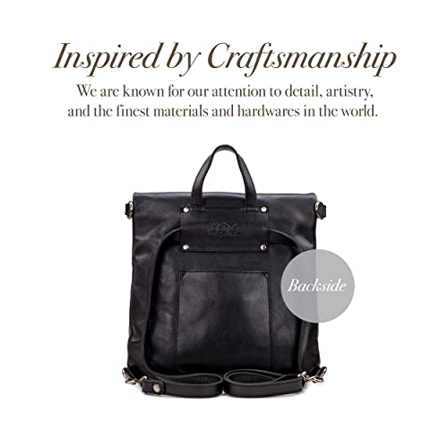 Image of Patricia Nash Luzille 100% Full Grain Leather Backpack for Women - Convertible Backpack Tote - Genuine Leather BackPack Purse /Crossbody, Black O /S