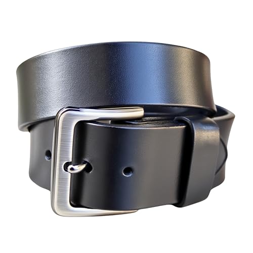 Handmade Black Leather Belt – Heavy Duty Full-Grain Leather – Extra Thick - Everyday – Rugged – Best Father’s Day Gift Ever! (32 Belt / 30 Pants)