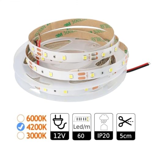 JANDEI 12V LED Strip Lights Natural White 4200K 5M 300LED SMD2835 8MM Wide Cuttable Flexible LED Tape Lights IP20 Indoor Use LED Lighting - Image 4