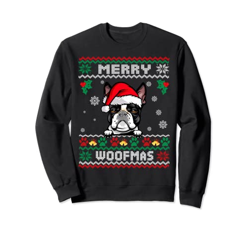 Merry Christmas Woofmas Boston Terrier Dog Funny Ugly Xmas Felpa