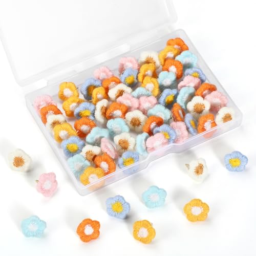 Épingles décoratives 72pc 6 couleurs fleur babillard