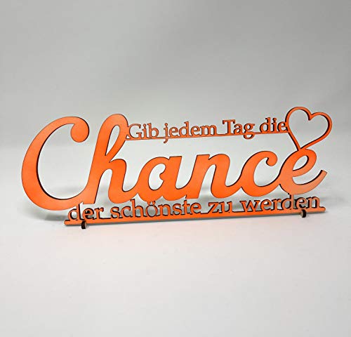 Cartel con texto en alemán "Gib jedem Tag die Chance der schönste zu werden", decoración de madera Cover
