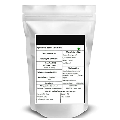 Image of Siyacha Tea Ayurvedic Bed Time Herbal Infusion, 100 Grams, A Beverage For Peaceful Sleep, Stress Relief Caffeine Free Tisane, Loose Leaf Blend, Makes 50 Cups (Approx)