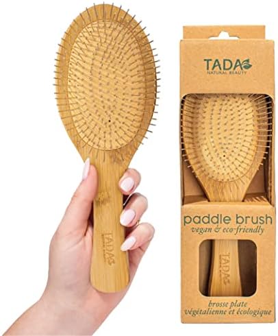 Tada Natural Beauty Bamboo Hair Brush l Wooden Comb l Bamboo Brushes for Wet Dry Curly Thick Straight Hair l Detangling Hairbrush for Women, Men, and Kids (Wood Metal Pin Brush)