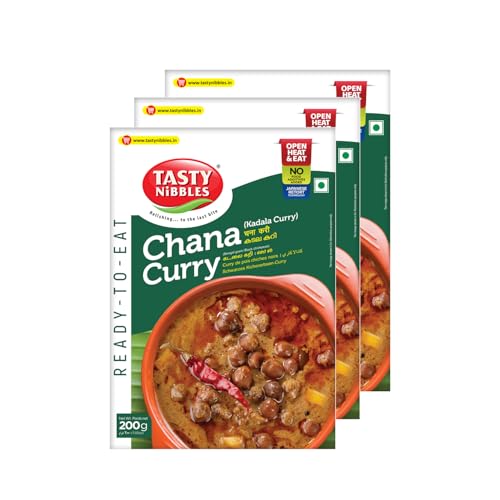Tasty Nibbles Ready to Eat Chana Curry 200g [Pack of 3]| Open Heat & Eat | No Added Preservatives & Chemicals | Japanese Retort Technology