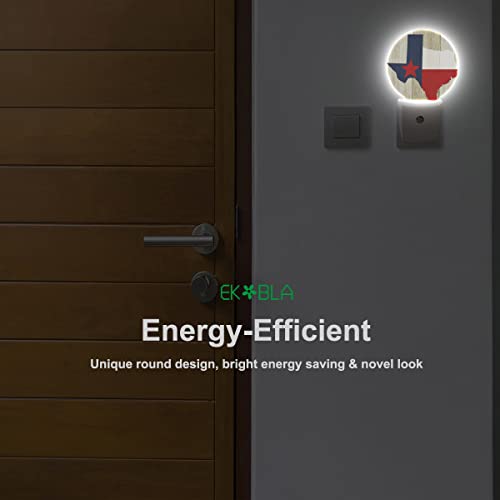 Image of EKOBLA Texas Flag Night Light, Texas State Rustic Night Lights Plug Into Wall with Dusk to Dawn Sensor, 0.5W