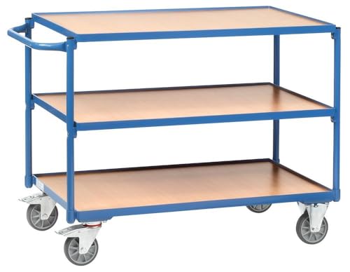 Fetra Tischwagen 2954, aus Metall & Holz, mit 3 Etagen, Tragkraft 300kg, 1000 x 700mm