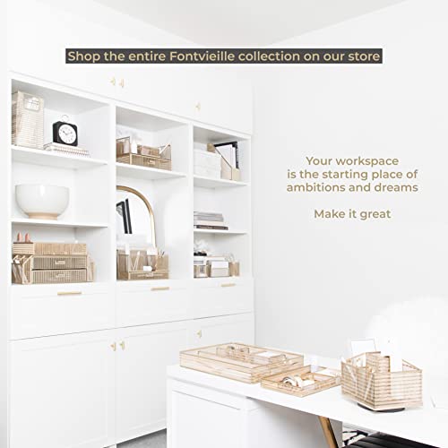 Blu Monaco Cute Desk Organizers And Accessories - 5 Piece Gold Desk Accessories Set Includes Hanging File Holder, Letter Sorter, Pen Cup, Magazine Holder, And Sticky Note Holder, Office Supplies #TOP3