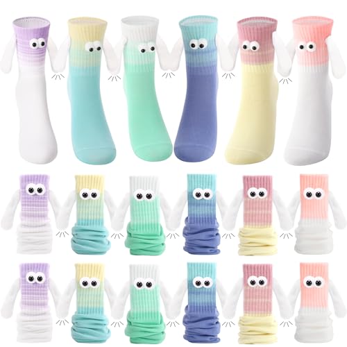 Guiqulai - Guiqulai 6 Pairs Funny Holding Hands Socks Magnetic Socks for Women Men Novelty Sock, Cute Fun Sock for Friends Teens Chriatmas Birthday Gifts