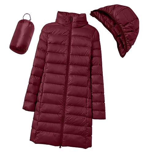 Puffer Jacket Womens Winter Coats Jackets Packable Rain Jacket with Hood Lightweight Waterproof Long Parkas