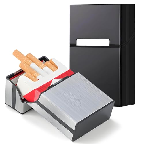 DxxD Boîte à Cigarettes Homme Aimanté, Étui à Cigarettes en Métal, 2 Pcs Porte Cigarettes Femme en Aluminium Etui Paquet Fermeture, Paquet de Cigarettes...