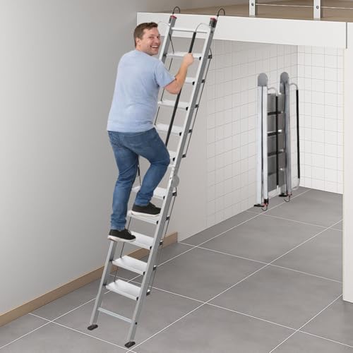 Foldable Aluminum Loft Stairs Ladder 8.5ft / 9ft /...
