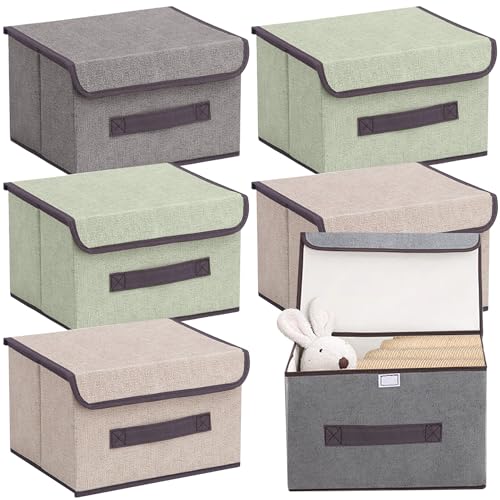 La Mejor Selección de Cubos de almacenaje con tapa - los más vendidos. 41 KIROTLA - Juego de 6 Caja de Almacenamiento con Tapa y Asa,cajas organizadoras para clósets,Organizador de ropa plegable para Ropa Juguetes Libros