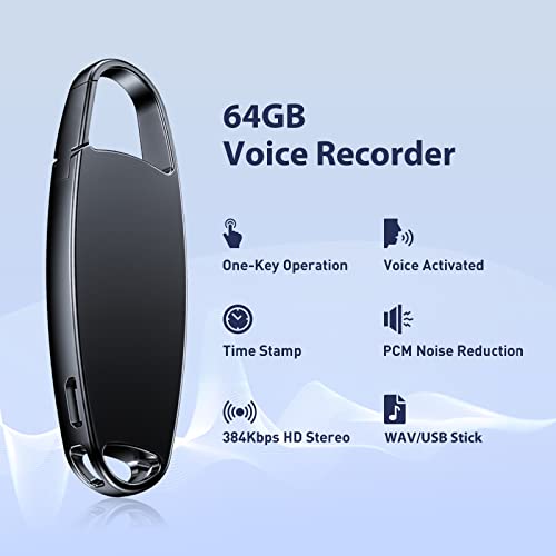 image for 64GB Voice Recorder, Telele Digital Audio Recorder with 750 Hours Reco