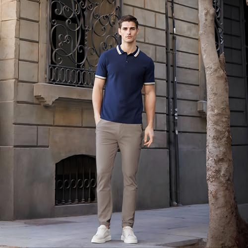 Plaid&Plain Men's Skinny Stretchy Khaki Pants Slim Fit Tapered Slacks Taupe by Plaid&Plain - Used condition - Image 6