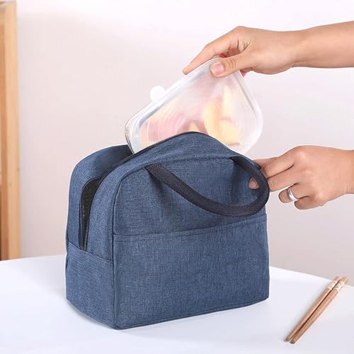 Image of Cotton Insulated Lunch Box Bag for Men & Lunch Bags for Office Women, Leakproof Tiffin Bag, Durable Lunch Box Bag for Adults (Blue), 5 Liters