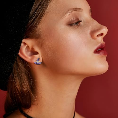 MUYAN Small Halloween Earrings for Women Cute Purple Witch Hat Stud Earrings Halloween Costume Party Jewelry3