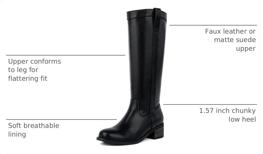 Image of QIY Knee High Boots for Women Low Heel Flat Tall Boots