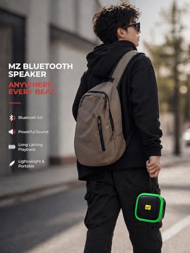 Image of 10W Wireless Bluetooth Speaker with Deep Bass, TWS Function, Type-C Fast Charging, 3-5 Hours Playtime, Portable Mini Speaker with FM /USB /TF Card Support & Bluetooth 5.0 (M Green)