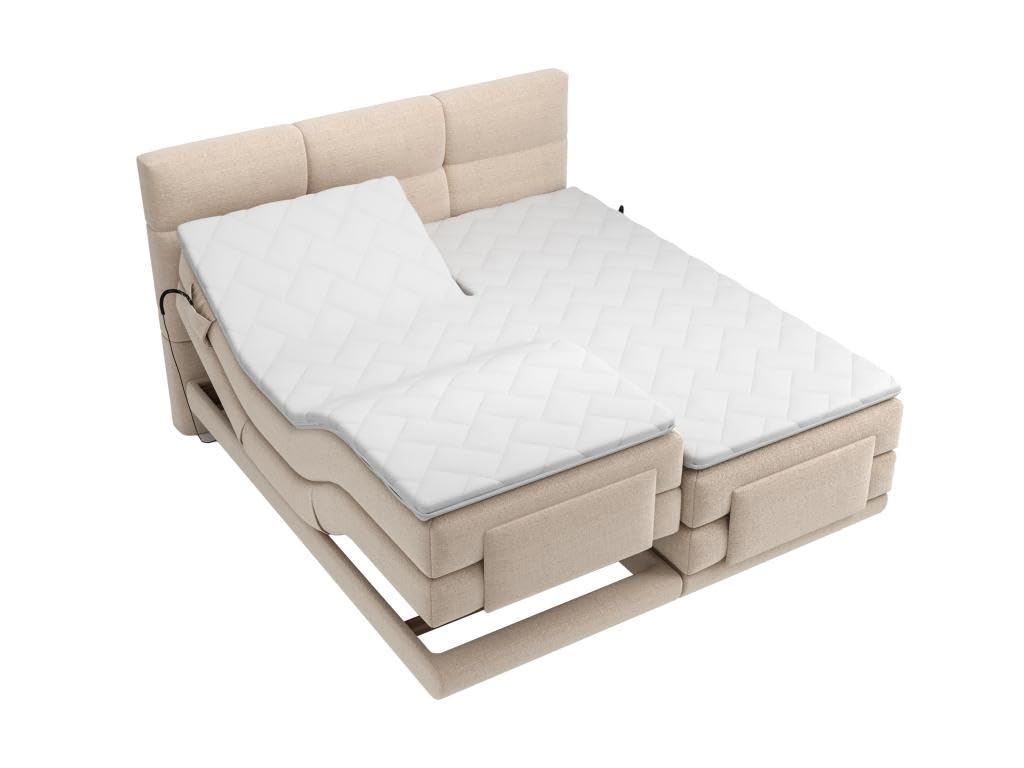 Brand Set letto Boxspring 2x90x200 Beige LODI di PALACIO: Testata trapuntata + Rete relax elet. + Materasso + Topper