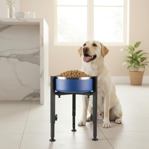 Support de gamelle pour chien réglable surélevé et antidérapant avec mangeoire - 4