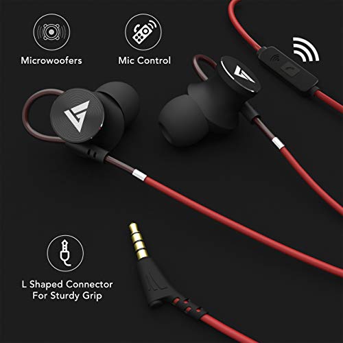 Image of Boult Audio Bassbuds Loop Wired in Ear Earphones with Mic with 12Mm Powerful Driver for Extra Bass with Customizable Ear Loop (Red)