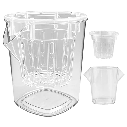 Pot à orchidées transparent avec trous de drainage et soucoupe