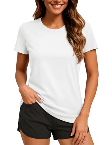 TACVASEN Damen Sportshirt Kurzarm Funktionsshirt Einfarbig Rundhalsausschnitt Tshirt...