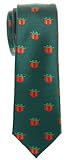 Retreez Christmas Graphic Woven Microfiber Skinny Tie - Green