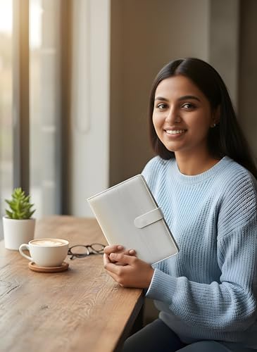 Image of White Gradient A5 Journal Notebook Diary for Men Women Girls Boys | Office Journal Diary Notebook with Magnetic Flip Lock (200 Ruled Pages, 6 x 8.5 Inches, 80 GSM) (Gradient White)