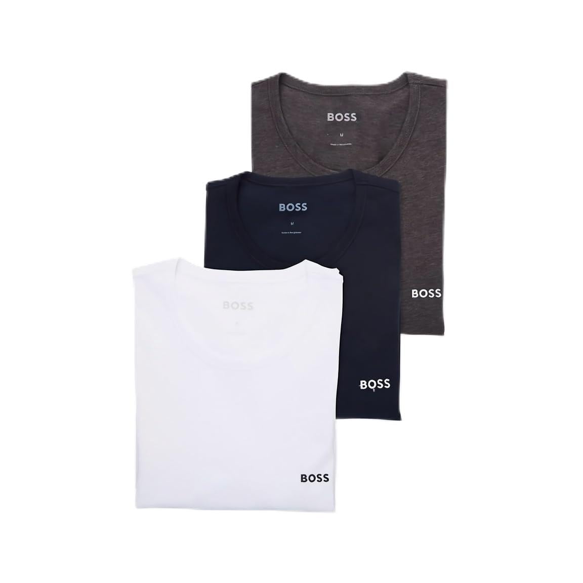 BOSS T-Shirt für Herren, aus Baumwolle mit Logo, Bestickt, 3er-Pack, Mittel