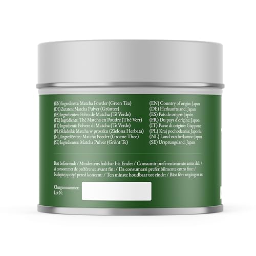 Ceremonial Matcha Pulver Monte Nativo (40g) - Perfekt für Matcha Tee, Latte & Smoothies - Grüner tee aus Japan - Zeremonie Qualität, in Metallbox - 100% rein, glutenfrei, fein gemahlen