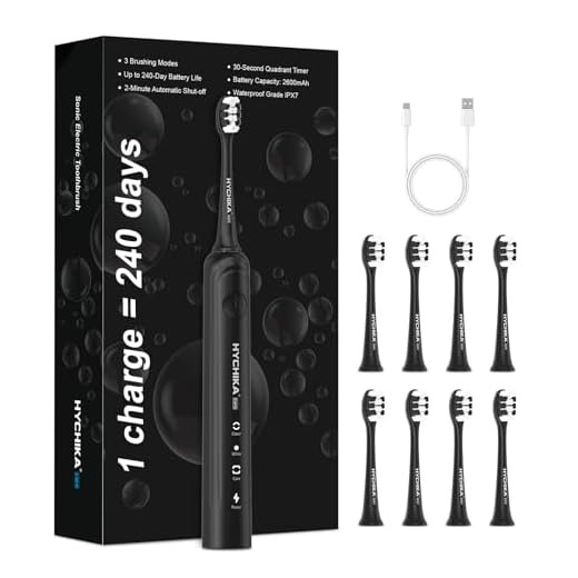 Cepillo de dientes eléctrico sónico para adultos,recargable 240 días de duración de batería con 2500mAh,8 cabezales de repuesto,3 modos de limpieza y resistencia al agua IPX7,negro