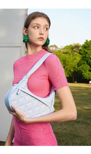 Image of JANKS Small Puffer Crescent Shoulder Bag for Women, Nylon Quilted Puffy Crossbody Purse, Cute Hobo Shoulder Handbags