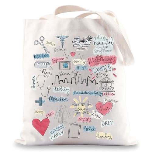 BWWKTOP Grey TV Show Tote Bag Cristina & Meredith Fans Gifts Grey TV Show Shoulder Bag Grey Medical Merchandise Day to Save Life 14.56 x 12 x 11.81 inches