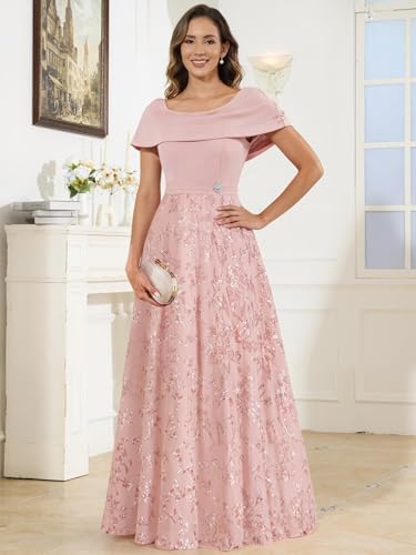 VCCICANY Cape Sleeves Mother of The Bride Dresses for Women Chiffon Sequin Lace Beaded Long Evening Formal Gowns3