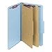 Smead 19030 Six-Section Pressboard Top Tab Classification Folders with SafeSHIELD Fasteners, 2 Dividers, Legal Size, Blue, 10/Box