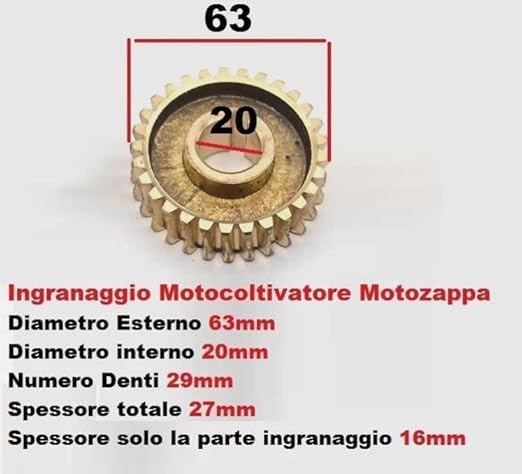 Ingranaggio Compatibile per Motozappa Motocoltivatore da 52cc a 63cc per Amc Shuster Oxford Brotek Ieto Ama Oxford Import, Ricambio Vite senza Fine per zappetta