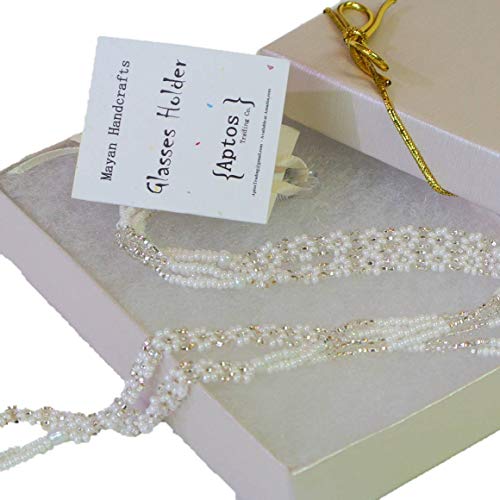 Handcrafted Eyeglasses Beads Retainer / Chain / Holder - White & Silver #TOP11