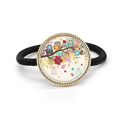 Chouette à cheveux en métal argenté avec motifs fleurs et bandeau élastique